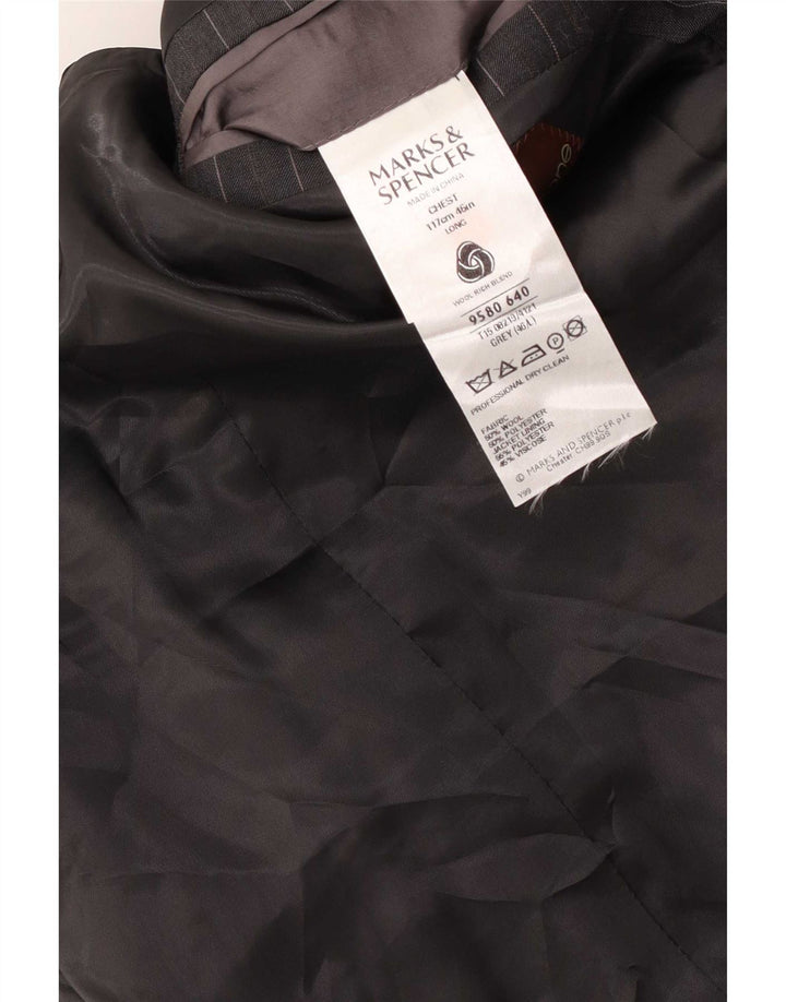 Marks & Spencer Veste blazer à 2 boutons pour homme UK 46 XL en laine à fines rayures gris