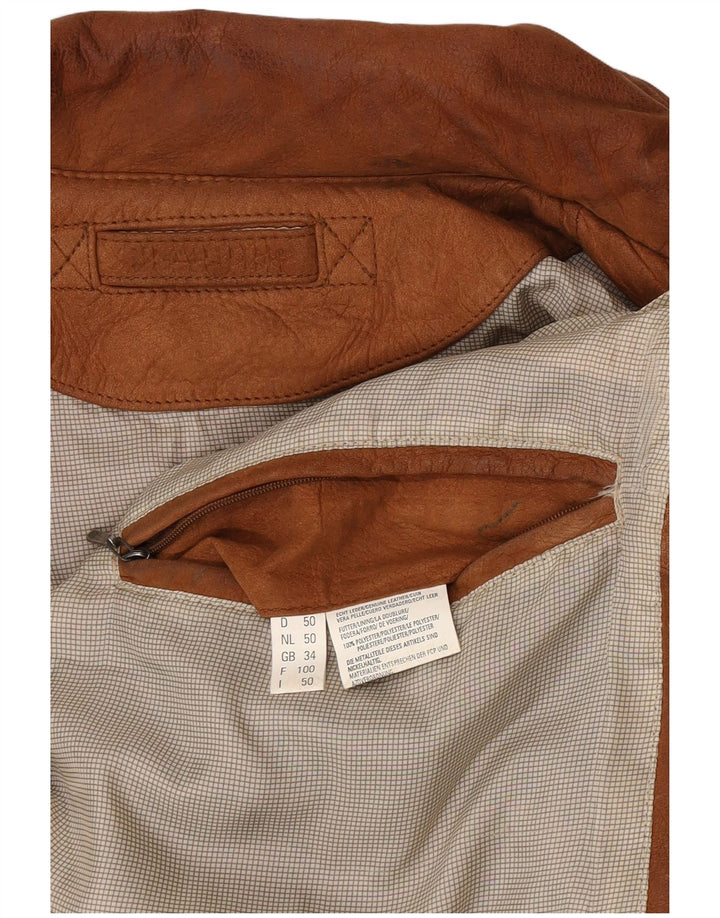 Trapper Veste en cuir coupe ample pour homme UK 34 XS Cuir marron