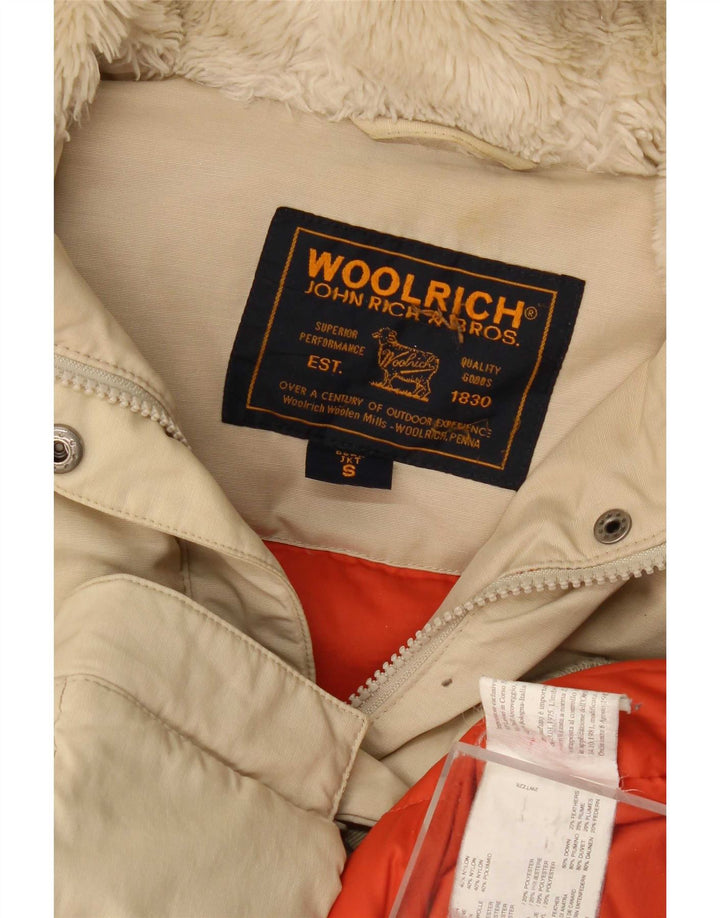 Woolrich Veste matelassée surdimensionnée à capuche pour femme UK 10 Petit coton beige