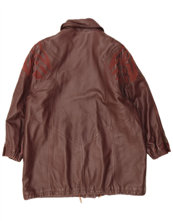 manteau en cuir coupe ample femme vintage IT 44 cuir bordeaux moyen