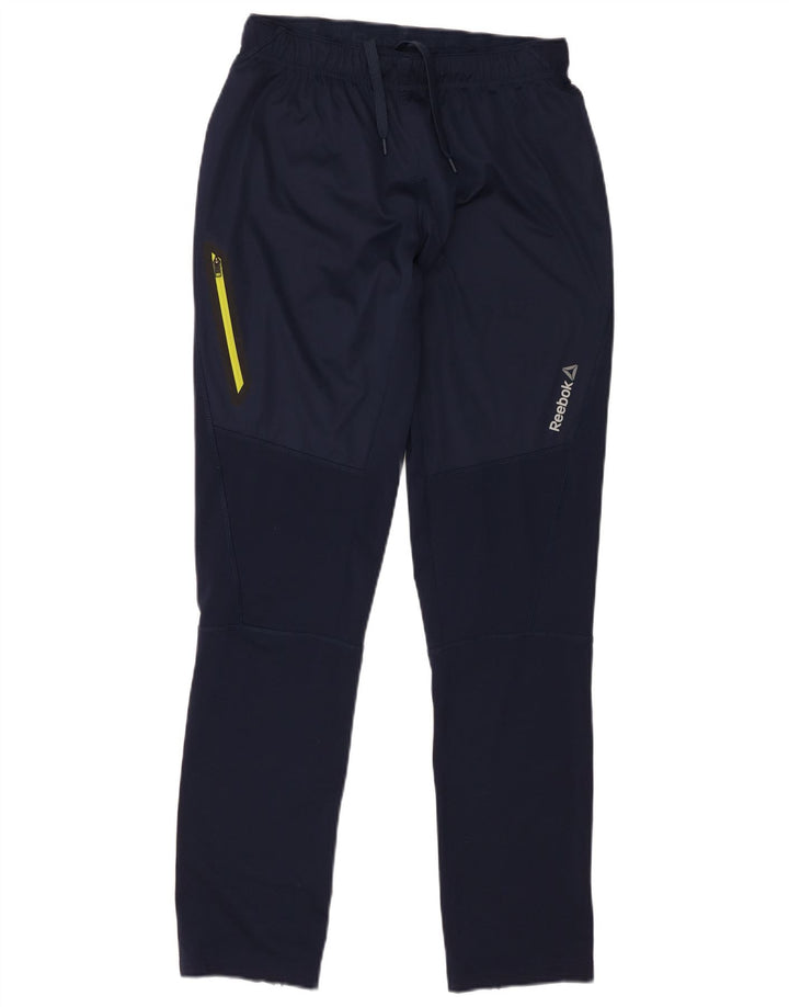 Reebok Mens Tracksuit Trousers Small Navy Blue Polyester