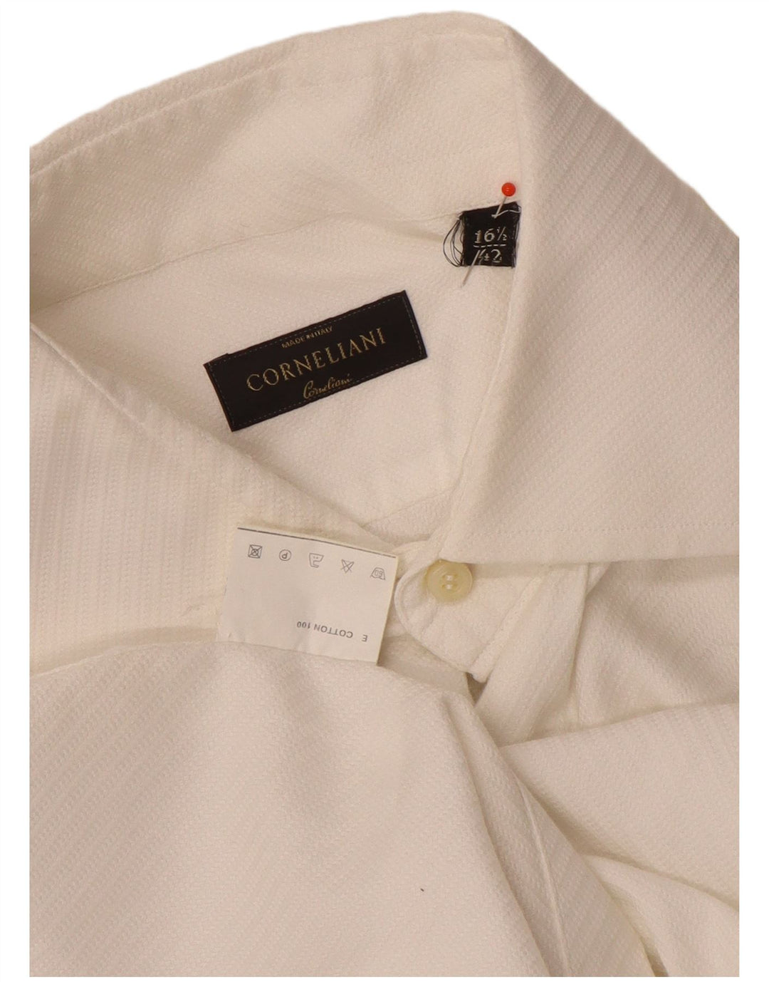 Corneliani Chemise Homme Taille 42 16 1/2 Grand Coton Blanc