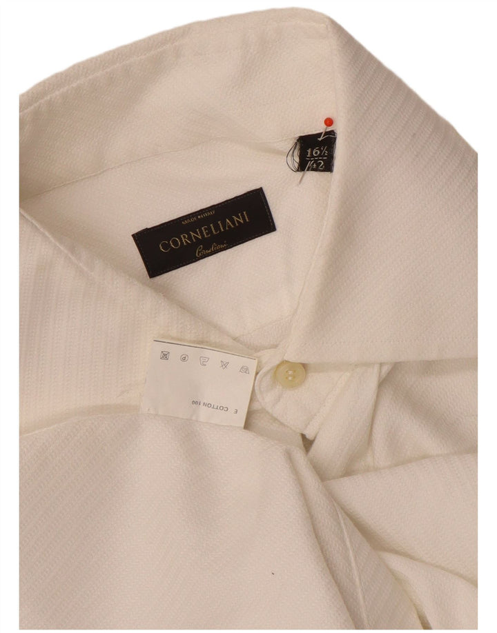 Corneliani Chemise Homme Taille 42 16 1/2 Grand Coton Blanc