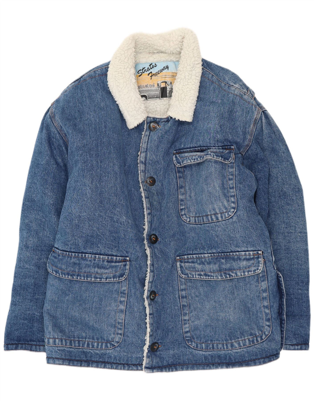 Stratos Veste en jean Sherpa pour homme UK 38 Bleu moyen Coton Rétro