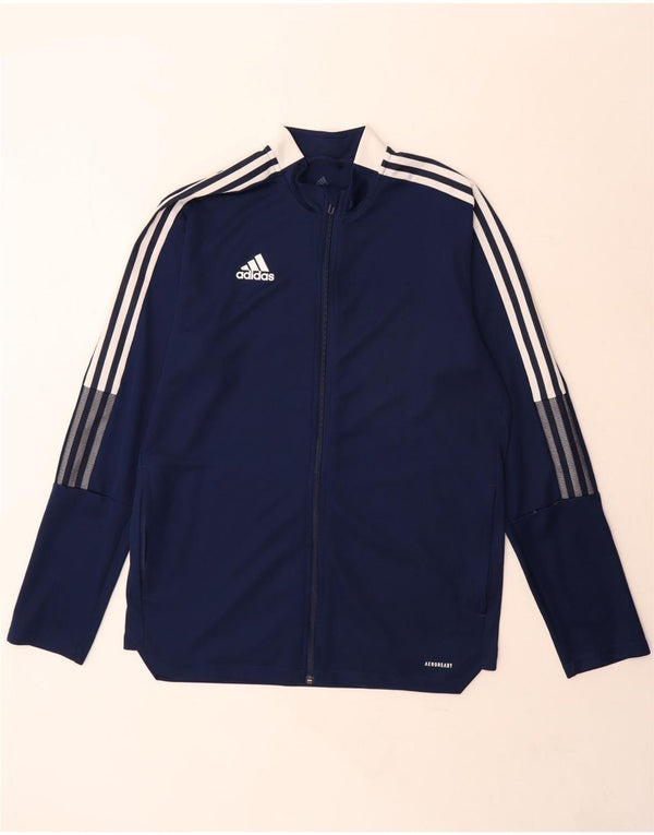 Adidas Hommes Aeroready Survêtement Top Veste Large Bleu Marine Colorblock