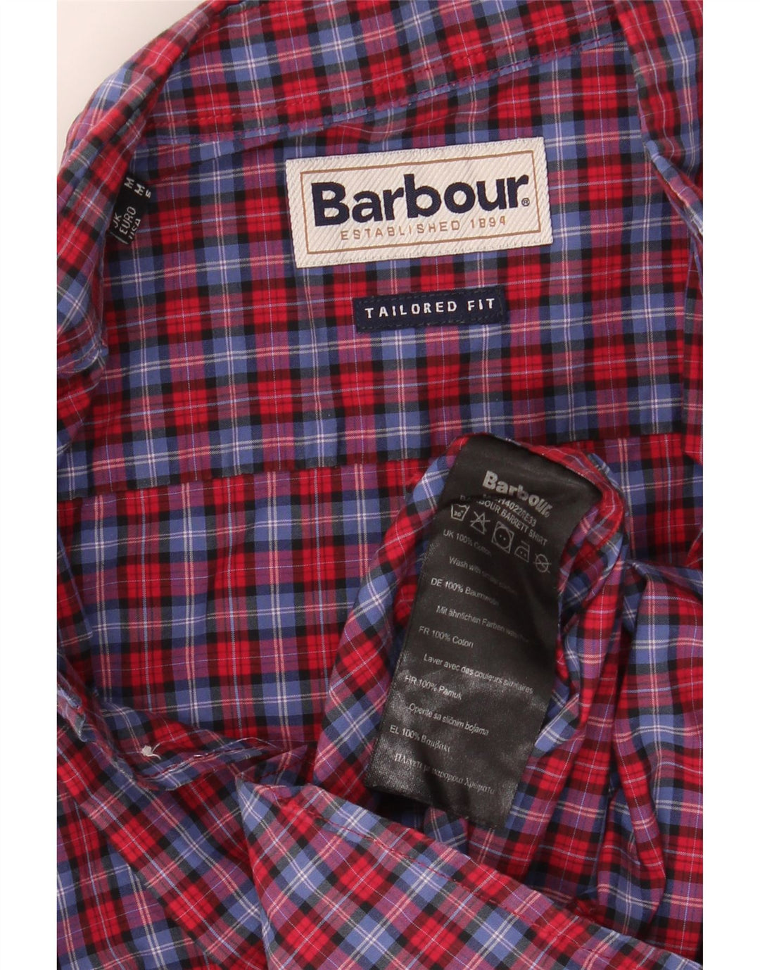 BARBOUR Chemise à Manches Courtes Coupe Ajustée Homme Carreaux Multicolores Moyens