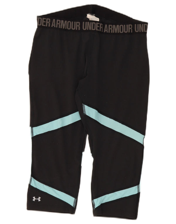 Under Armour Womens Heat Gear Graphic Leggings UK 14 Large Grey Colourblock
