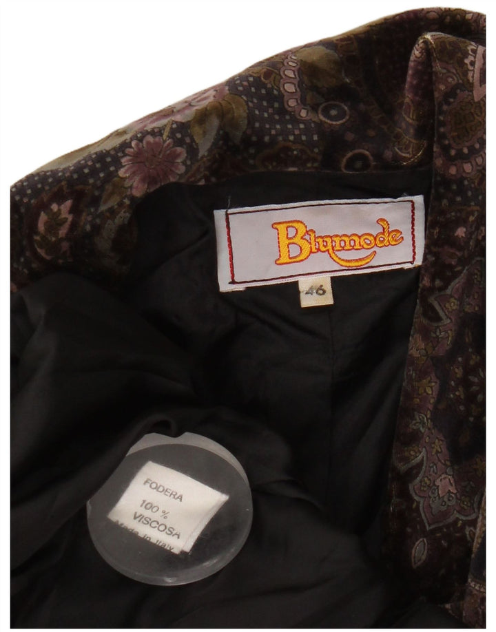 Blumode Veste Blazer 2 Boutons Femme EU 46 XL Marron Floral