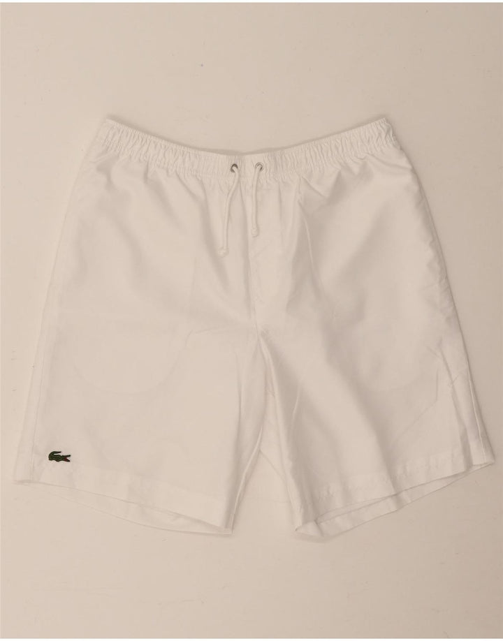 Lacoste Short de sport pour homme Taille 4 Polyester blanc moyen