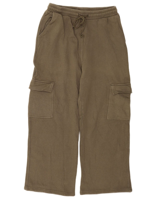 Zara Pantalon de survêtement cargo pour femme UK 12 Coton kaki moyen