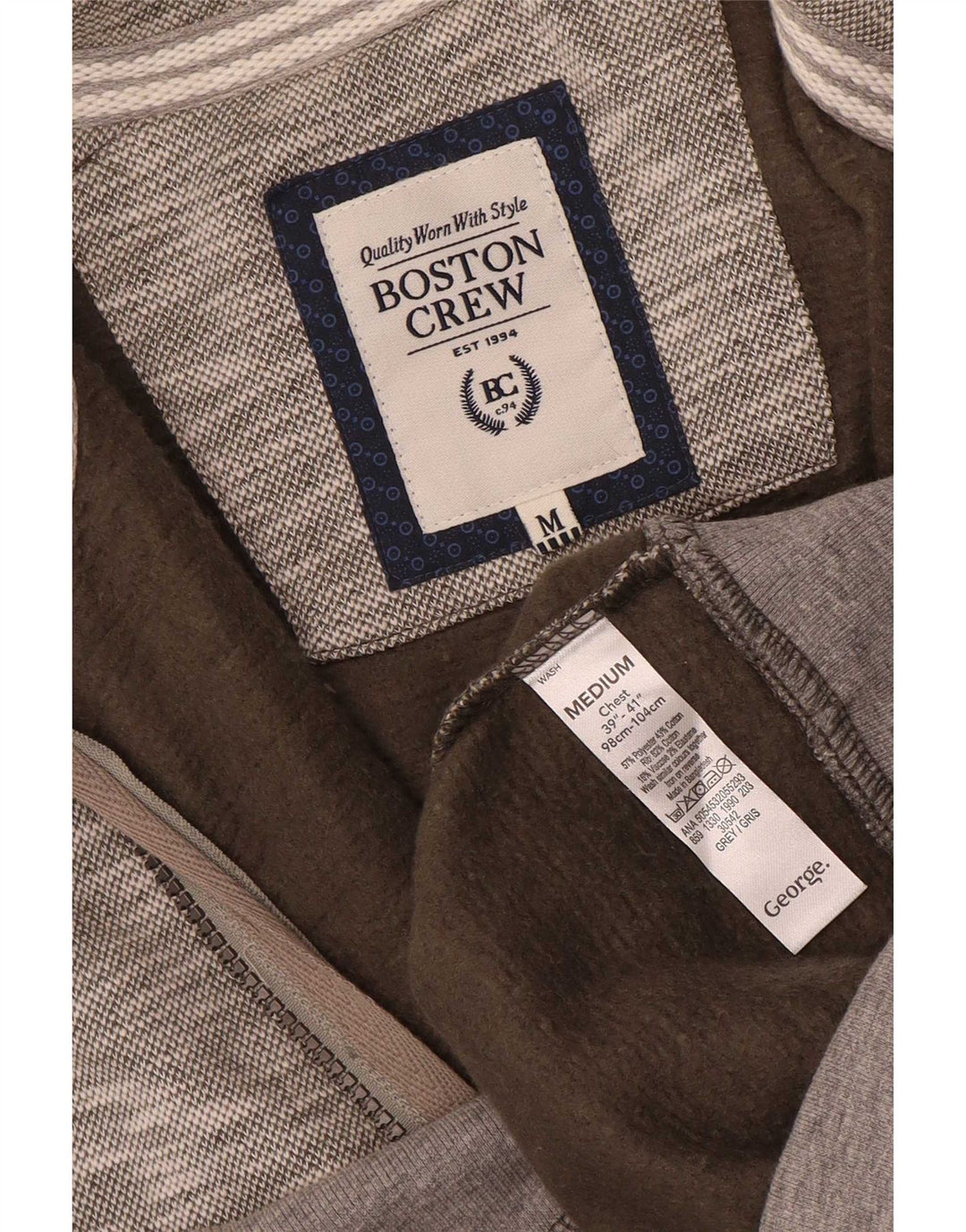Boston Crew Veste de Survêtement Homme Gris Moyen Moucheté Polyester