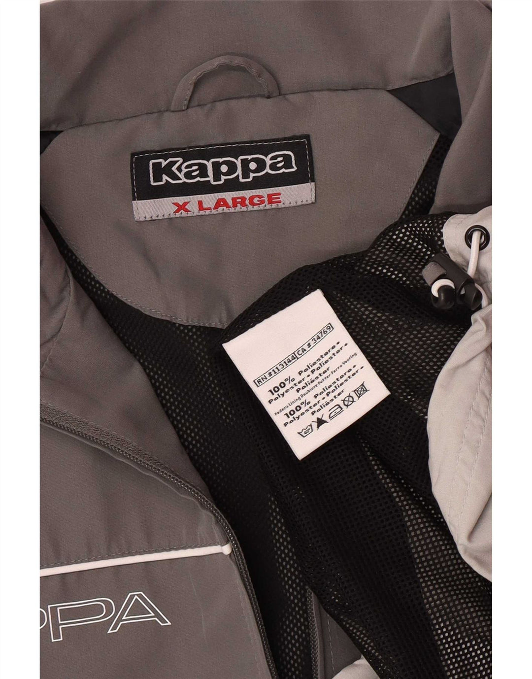 Kappa Veste de survêtement pour homme XL Gris Colorblock Polyester