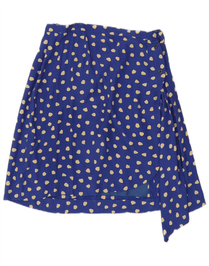 jupe trapèze vintage femme W26 petit bleu tacheté