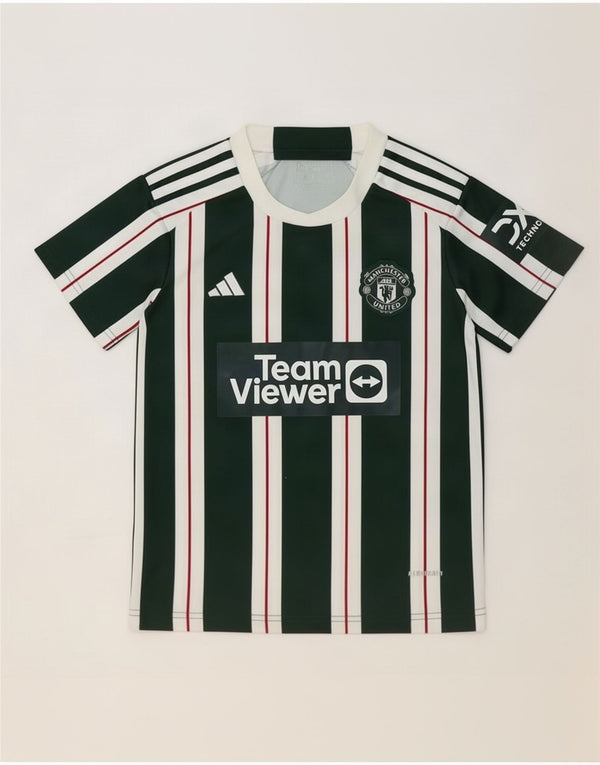 Adidas Garçon Manchester United Graphic T-Shirt Top 10-11 ans Vert Rayé