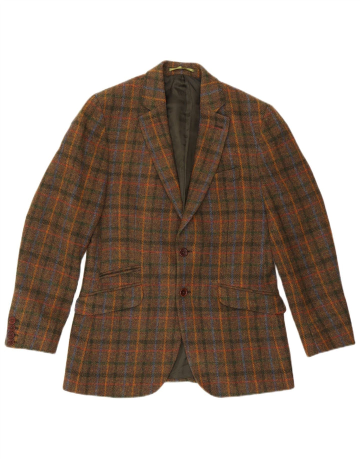 Crew Clothing Veste blazer à 2 boutons pour homme UK 38 en laine à carreaux marron moyen