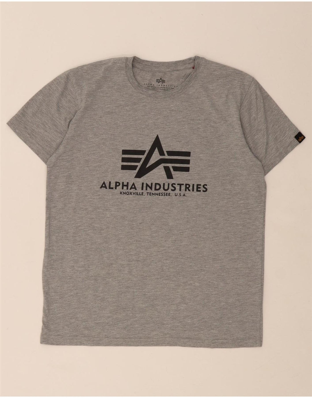 ALPHA INDUSTRIES Mens Graphic T-Shirt Top Small Grey Cotton Vintage Alpha Industries and Second-Hand Alpha Industries from Messina Hembry 
