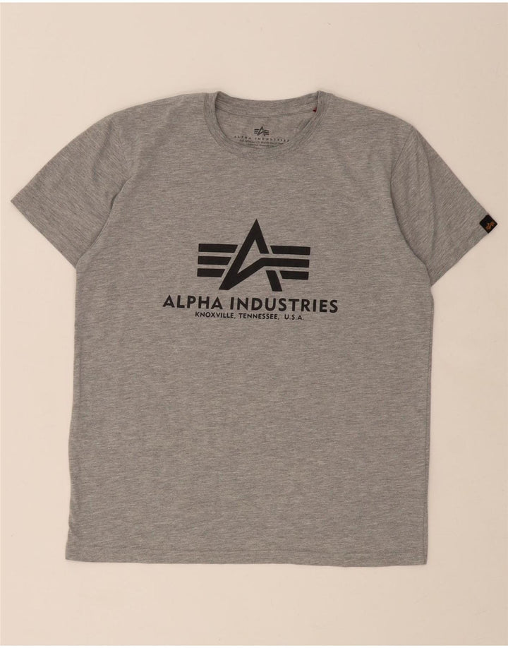 ALPHA INDUSTRIES Mens Graphic T-Shirt Top Small Grey Cotton Vintage Alpha Industries and Second-Hand Alpha Industries from Messina Hembry 