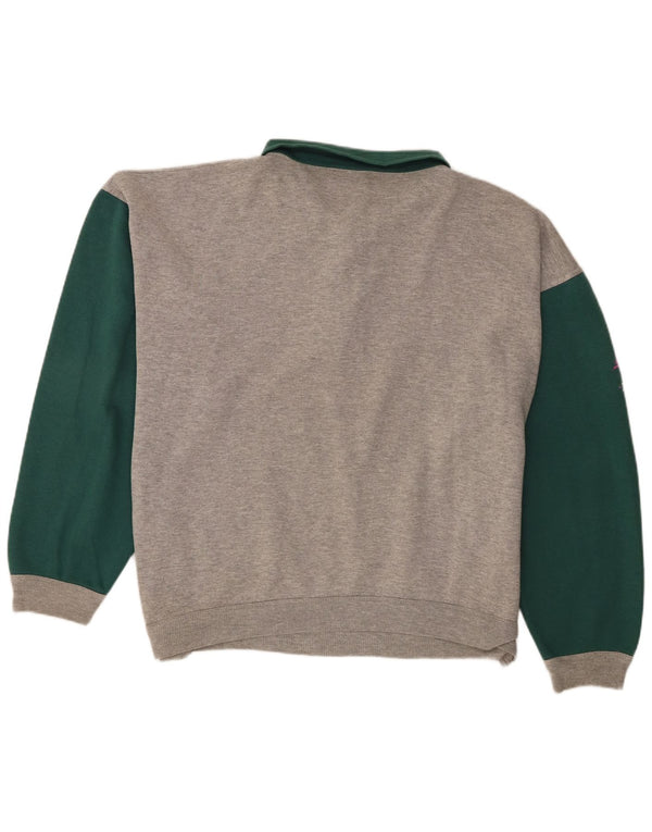 Roby Sweat-shirt à col polo pour homme 2XL Gris Colorblock Coton