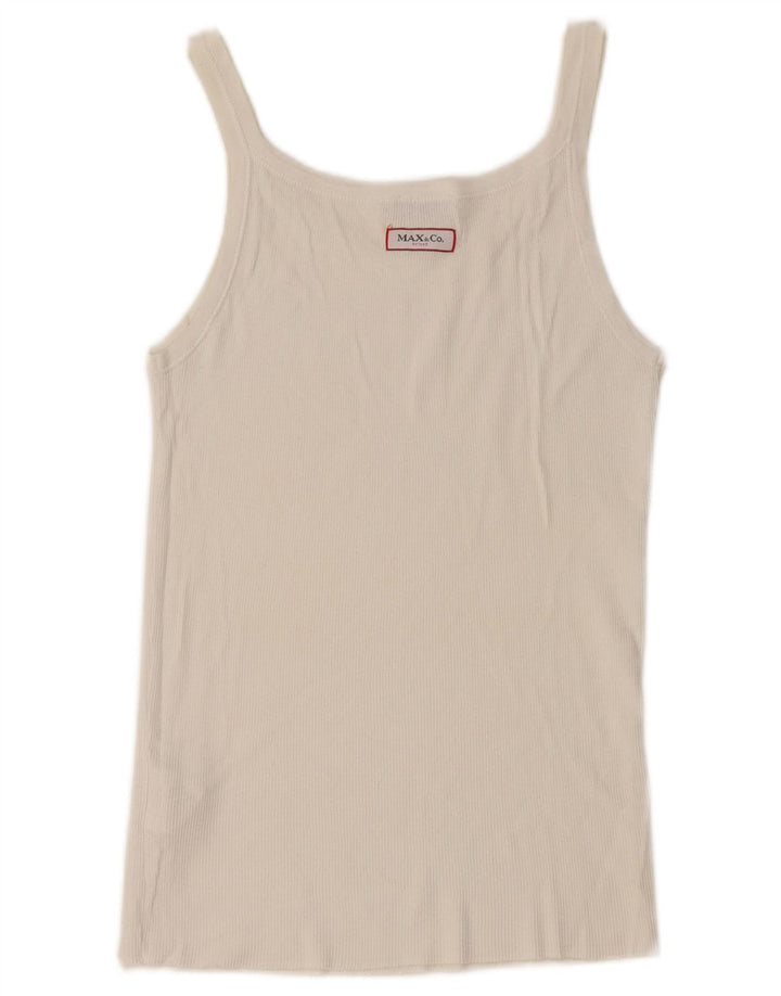 Max & Co. Femmes Crop Cami Top UK 12 Moyen Blanc Coton