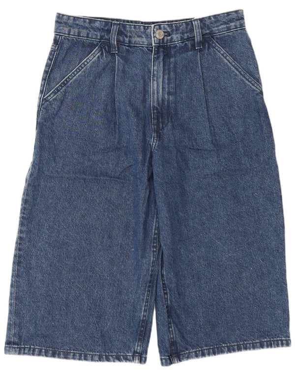 Zara Bermuda taille haute en jean coupe décontractée pour femme EU 34 2XS W24 Bleu