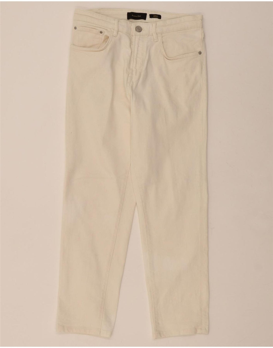 MASSIMO DUTTI Womens Tapered Jeans W28 L25 Off White Cotton Vintage Massimo Dutti and Second-Hand Massimo Dutti from Messina Hembry 