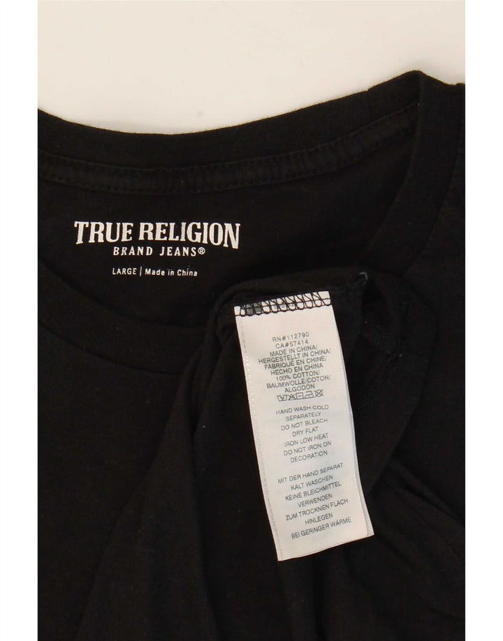 True Religion T-shirt graphique pour homme en coton noir Taille L