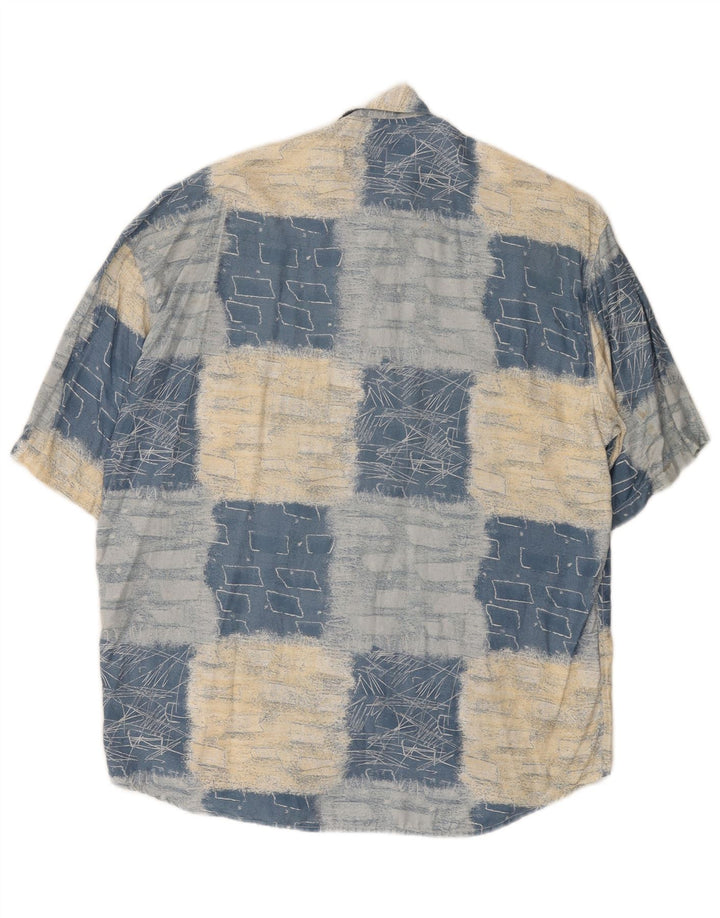 RAYBEST Chemise à Manches Courtes Homme Bleu Moyen Géométrique