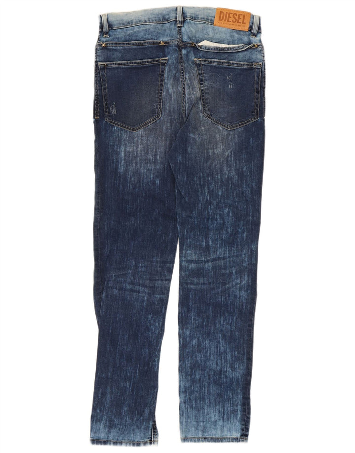 Diesel Jean droit vieilli pour garçon 13-14 ans W30 L28 Bleu Coton