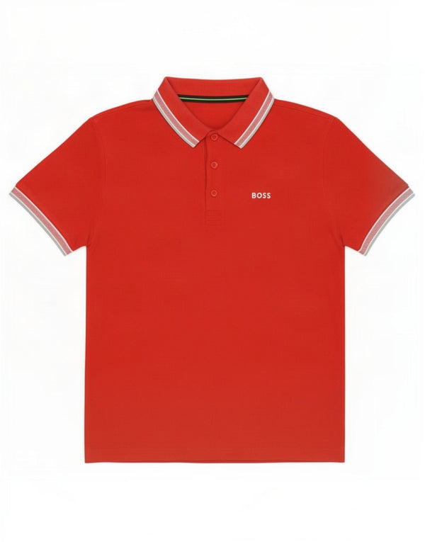 Hugo Boss Homme Polo Small Rouge Rayé Coton