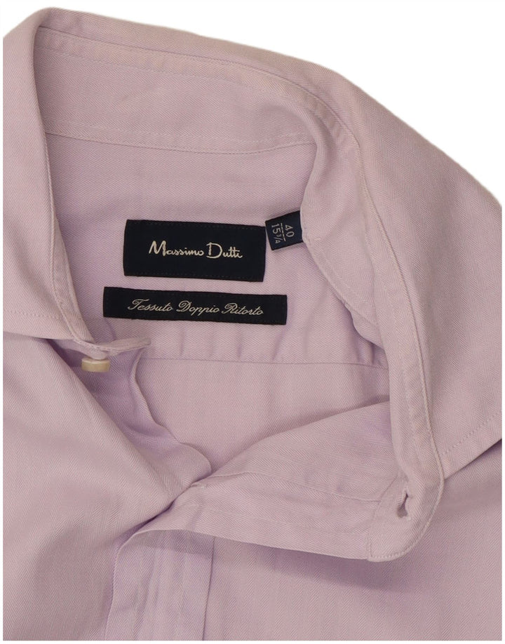 Massimo Dutti Chemise Homme Taille 15 3/4 40 Chevrons Violet Moyen