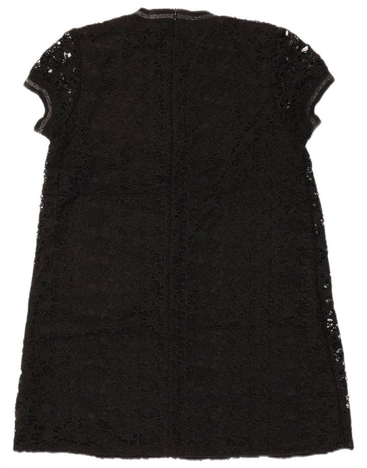ZARA Womens Lace A-Line Dress UK 14 Large Black Polyester