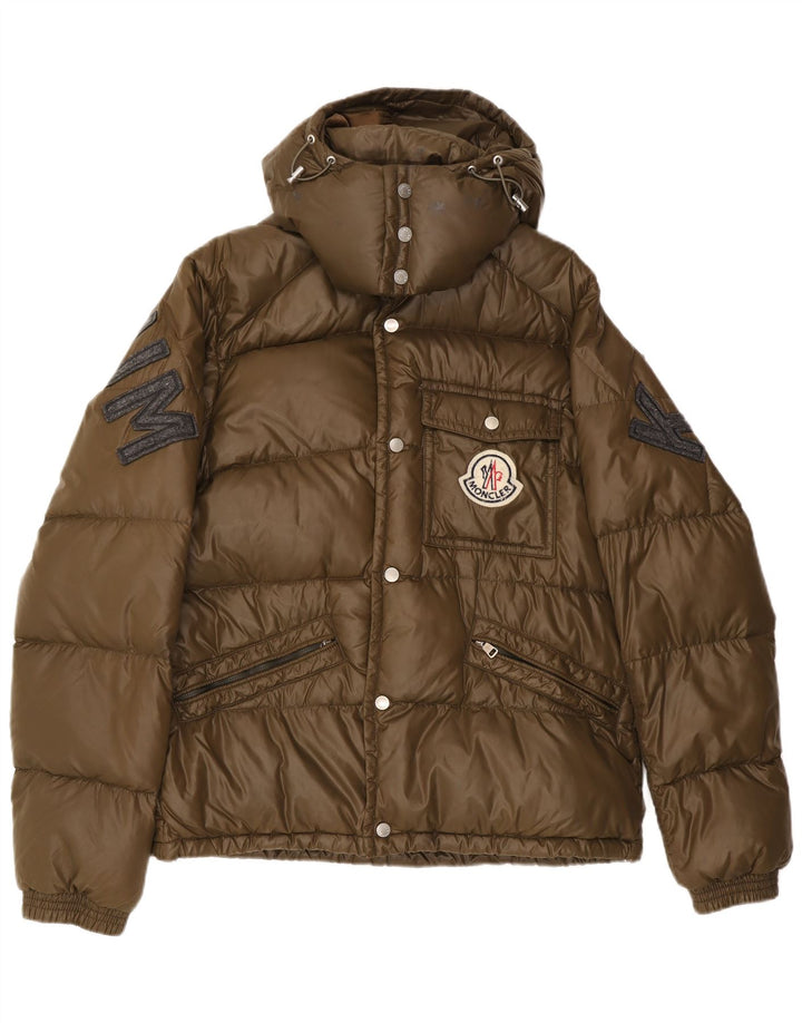 Moncler Veste matelassée à capuche graphique pour homme Taille 5 2XL Kaki Polyamide