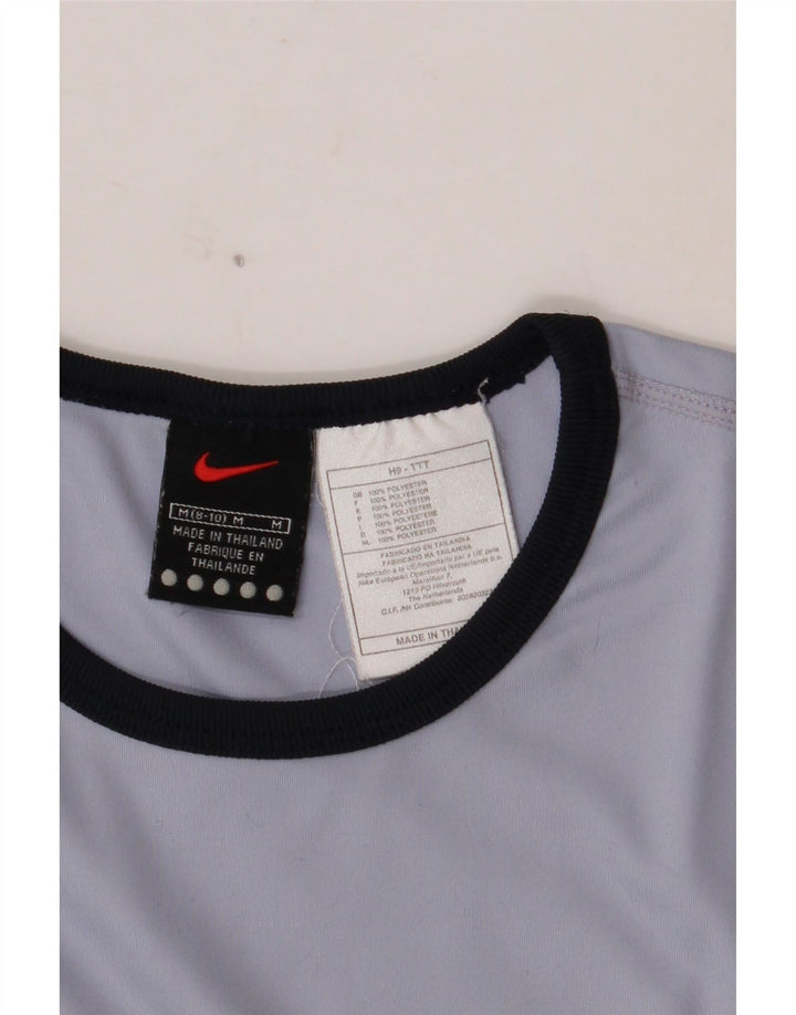 NIKE Haut court à manches longues pour femme US 8/10 Bleu moyen Polyester