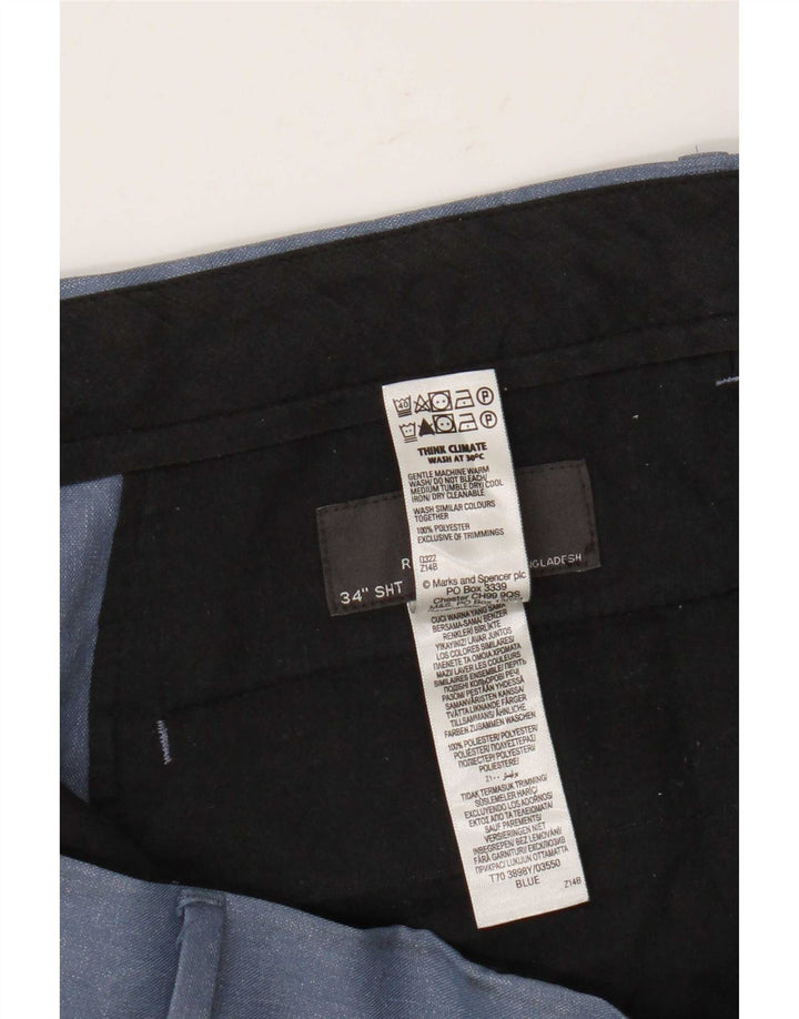 Marks & Spencer Pantalon Chino Coupe Regular Homme W34 L29 Bleu Polyester