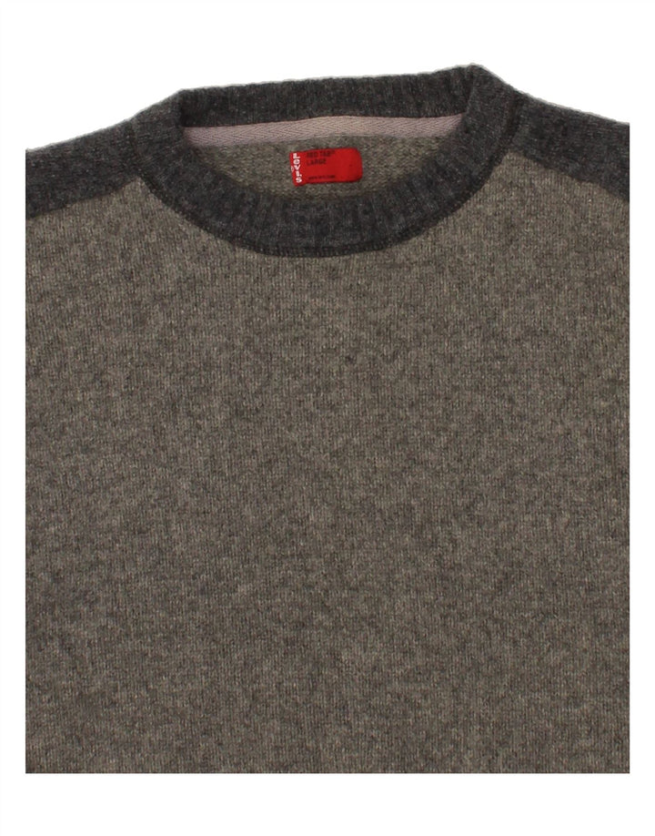 LEVI'S Pull à col rond pour homme en laine d'agneau color block Gris Taille L