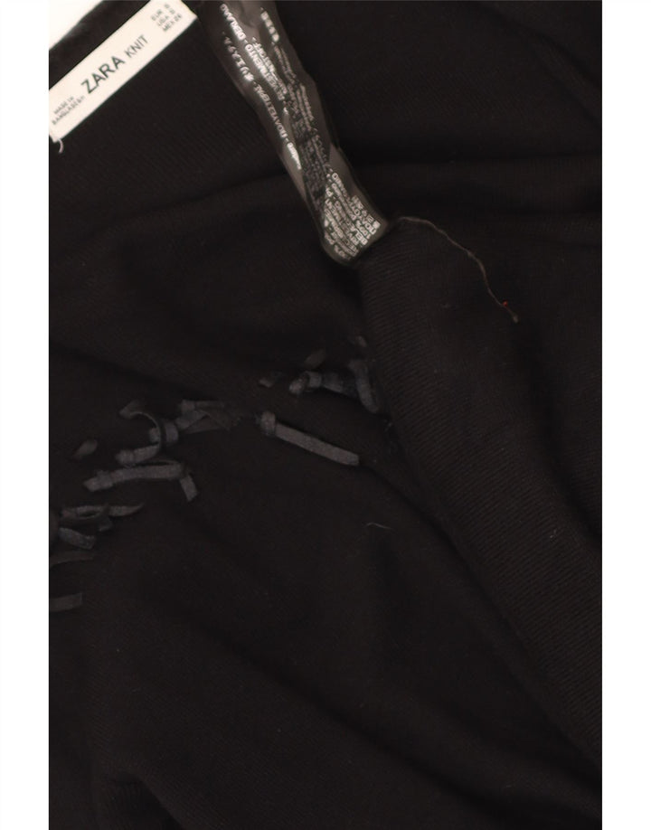 Zara Womens Asymétrique Ouvert Cardigan Pull UK 10 Petit Noir Polyester