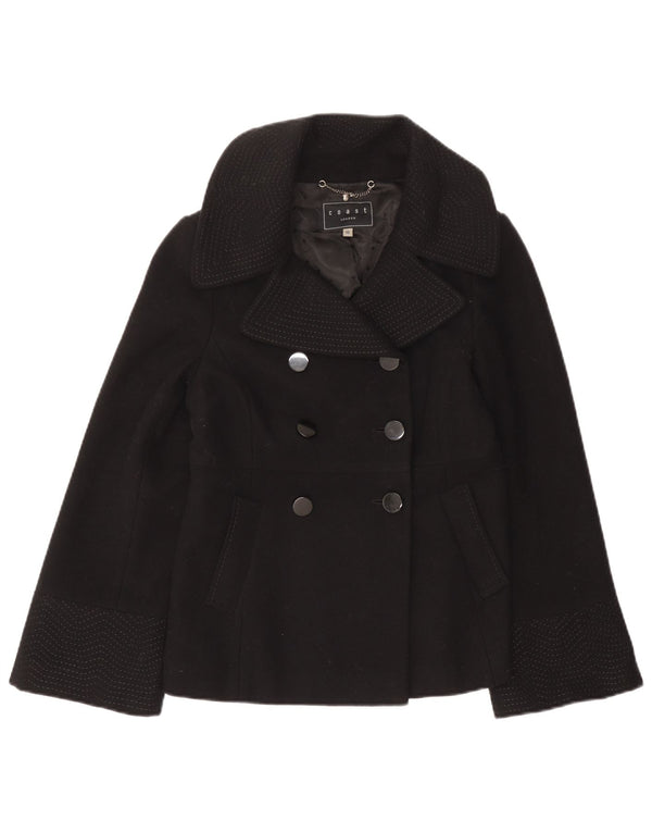 Coast Womens Caban UK 10 Petite laine noire