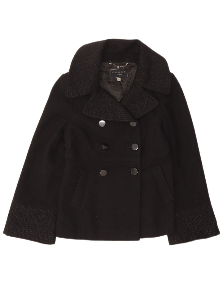 Coast Womens Caban UK 10 Petite laine noire