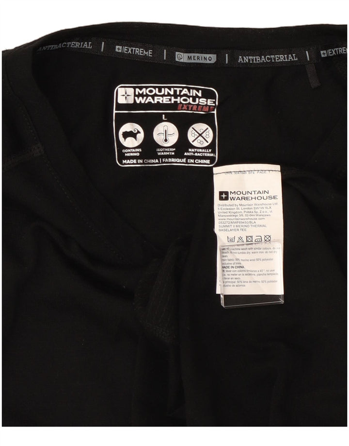 Mountain Warehouse T-shirt pour homme en laine noire Taille L