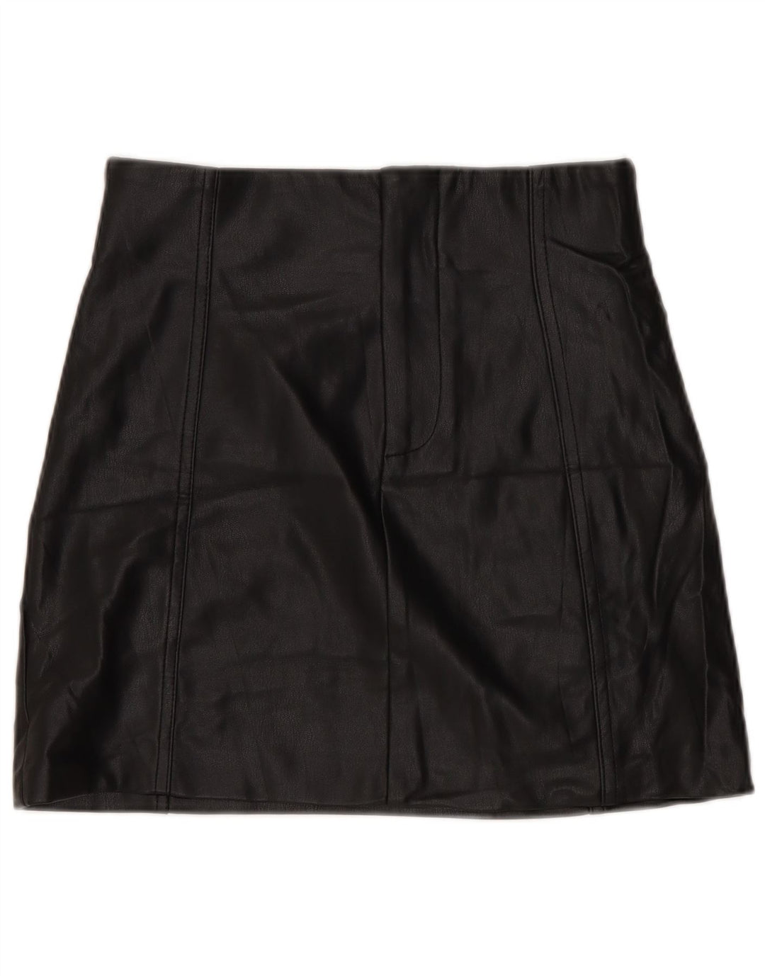 Zara Femme Mini Jupe En Simili Cuir Small W26 Noir Polyuréthane