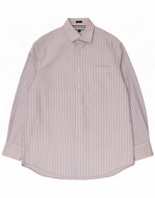 Tommy Hilfiger Chemise coupe classique pour homme en coton rayé bleu moyen