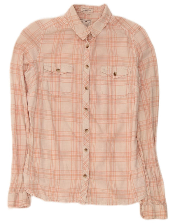 Fat Face Chemise coupe classique pour femme UK 10 Petit coton à carreaux rose