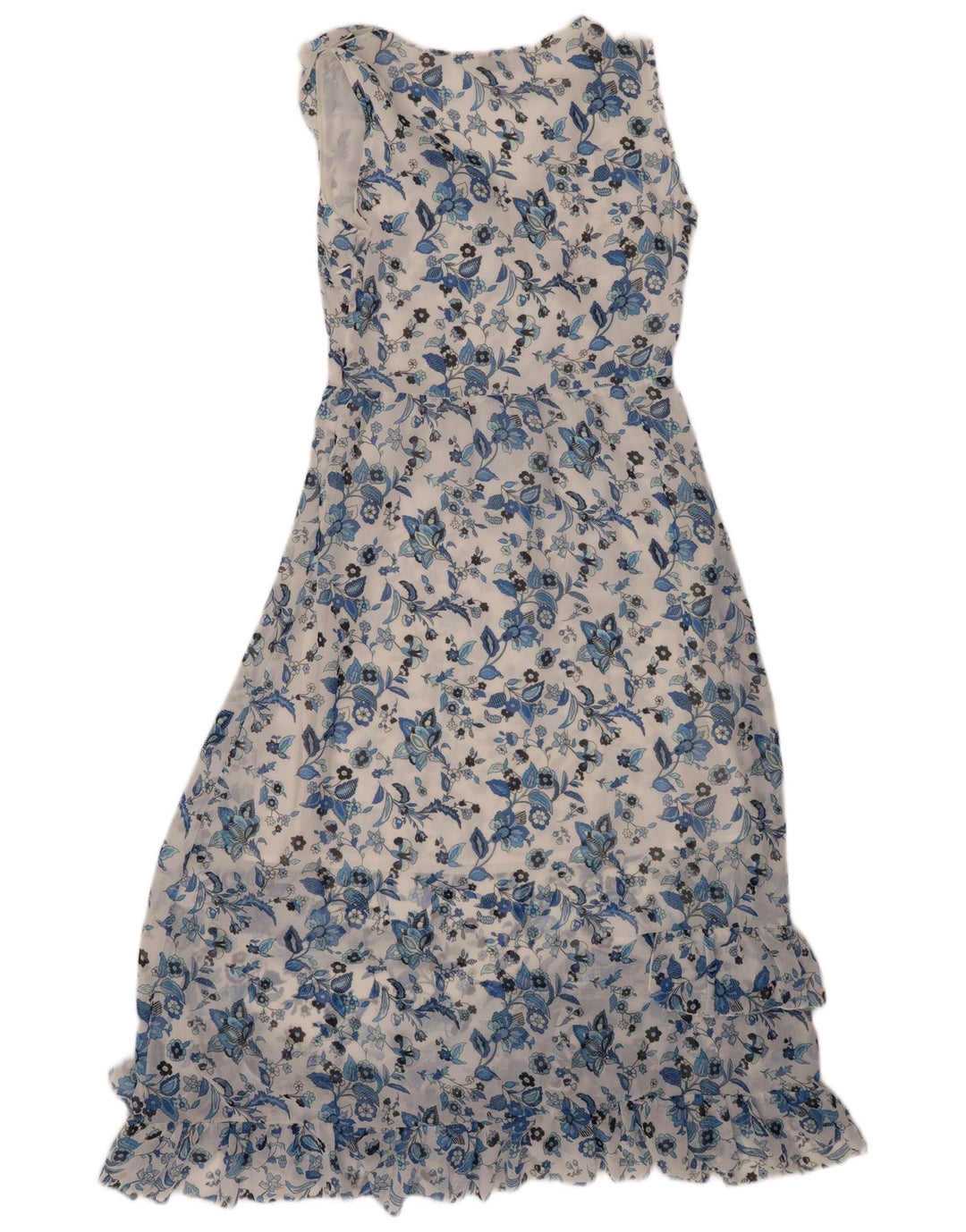 LIU JO Robe longue sans manches à volants pour femme IT 40 Petit motif floral blanc