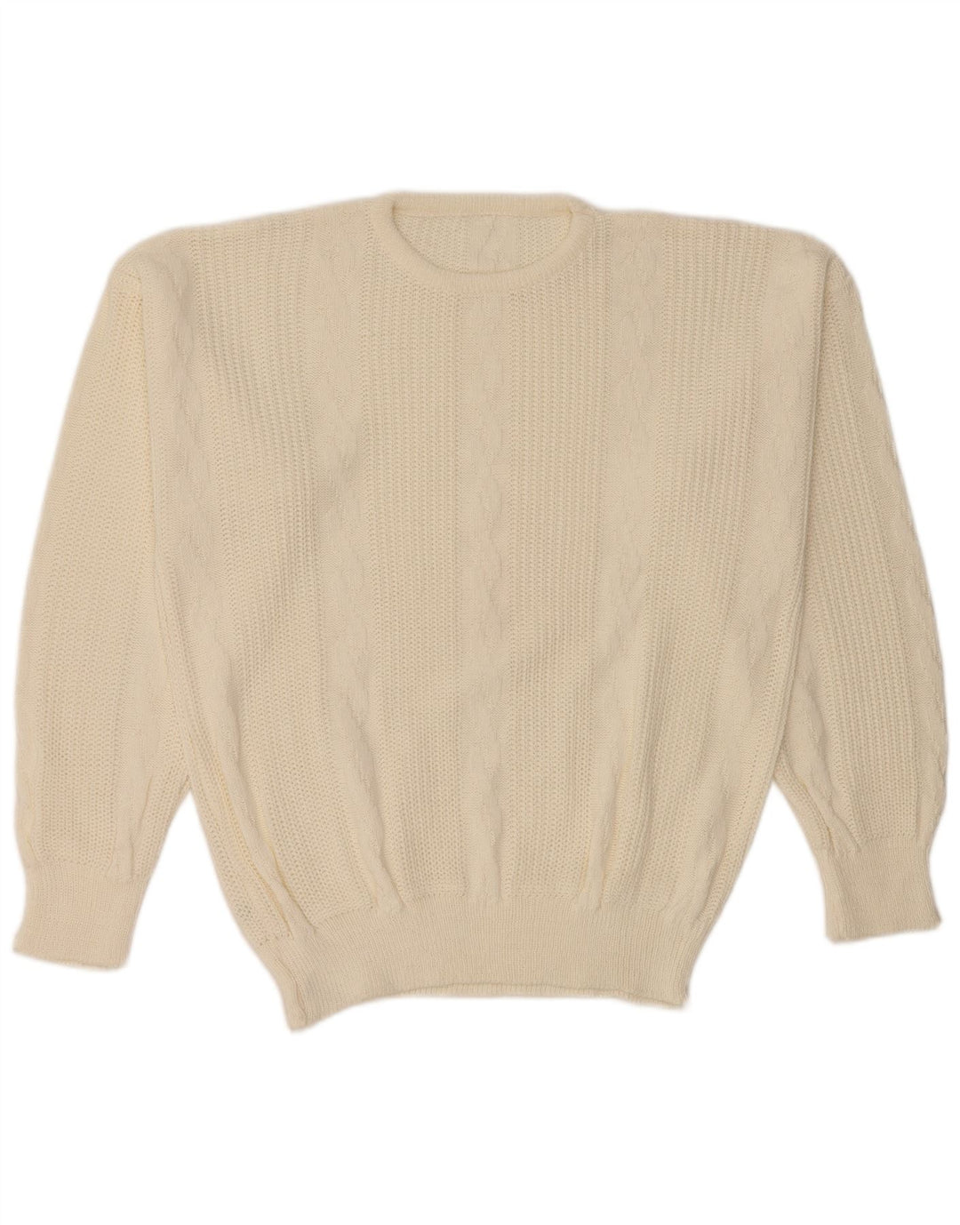 VINTAGE Pull ras du cou pour homme IT 52 Grand acrylique blanc