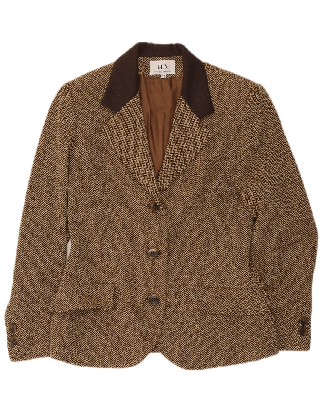 Ginalebole Veste blazer à 3 boutons pour femme IT 44 Marron moyen à chevrons