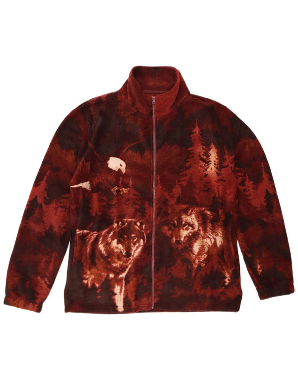Atlas For Men Veste polaire graphique pour homme UK 40 Grand imprimé animal bordeaux