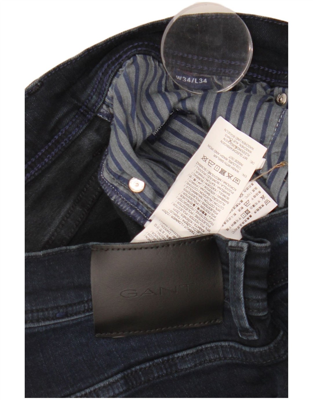 Gant Jean Slim Homme W34 L34 Bleu Marine Coton