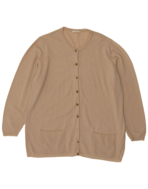 Marks & Spencer Pull Cardigan Femme UK 20 2XL Beige Laine d'Agneau