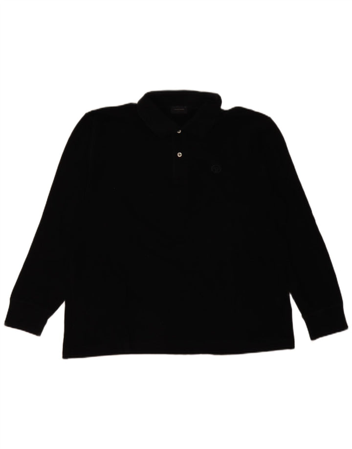 Sergio Tacchini Polo à manches longues pour homme IT 50 en coton noir moyen