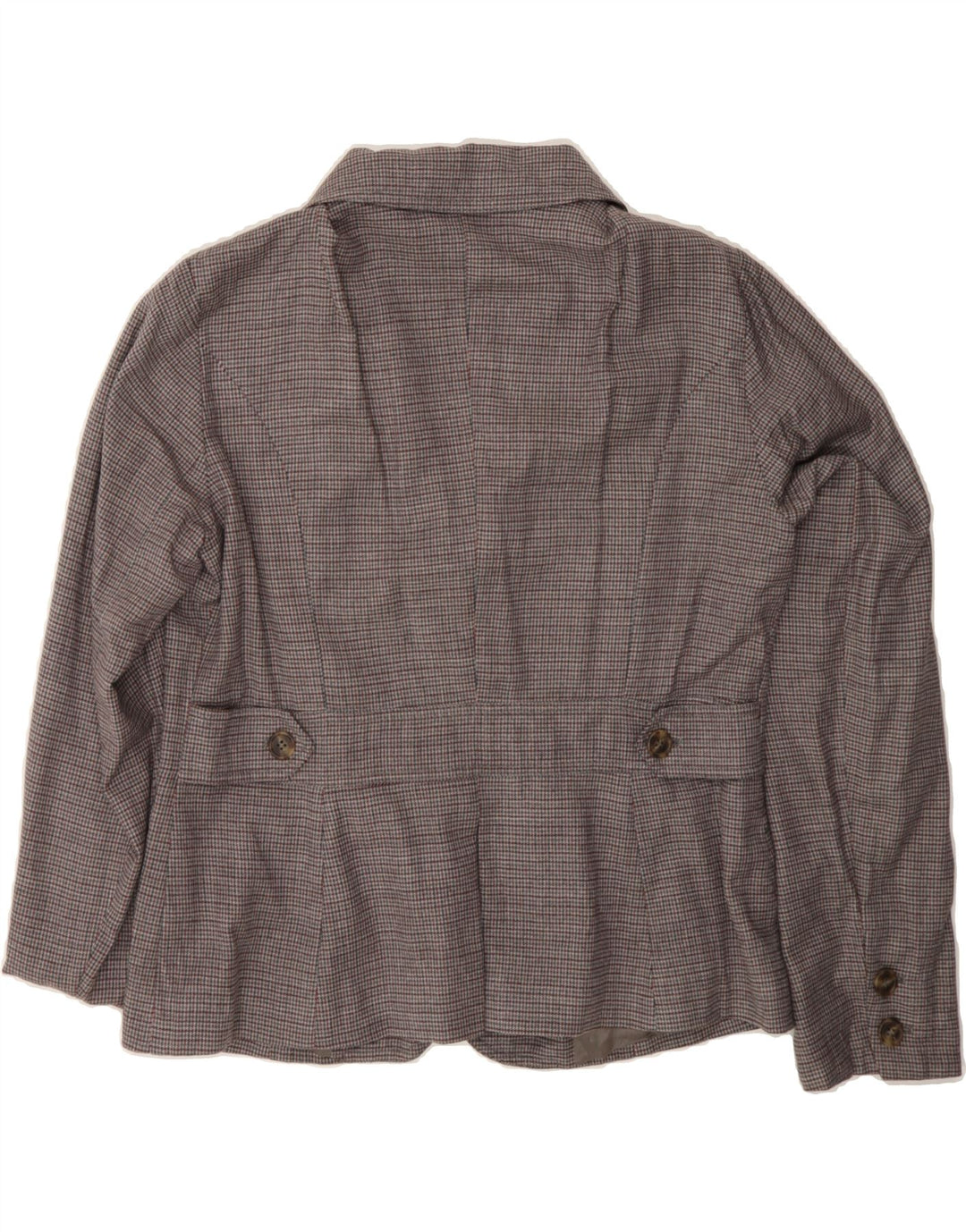 BENETTON Womens 2 Button Blazer Jacket UK 14 Medium Grey Houndstooth Vintage Benetton and Second-Hand Benetton from Messina Hembry 